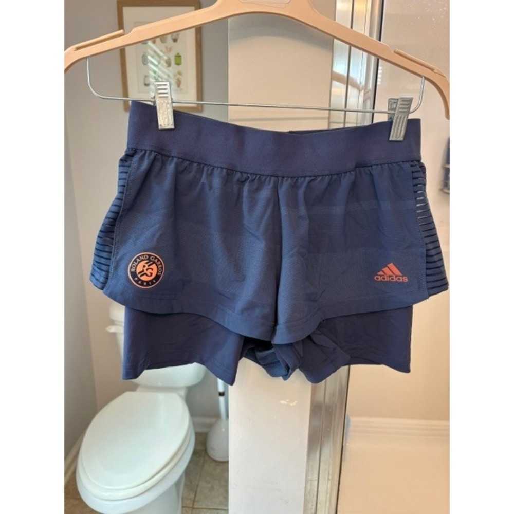 Adidas Roland Garros Climalite Navy Blue Tennis Shorts Womens 2-in-1 Athletic